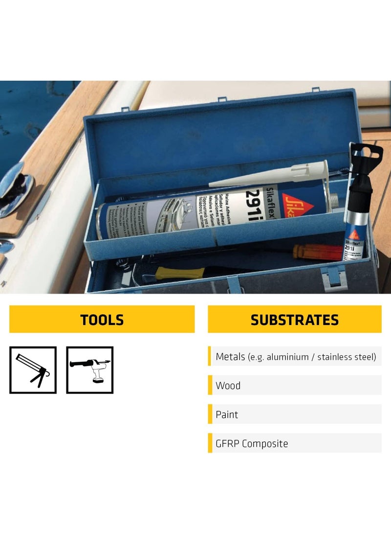 SIKA - Multifunctional Adhesive Sealant For Marine Applications - Sikaflex-291i White - Highly Elastic - Interior Use - For Boats - 300ml Cartridge - Image 5